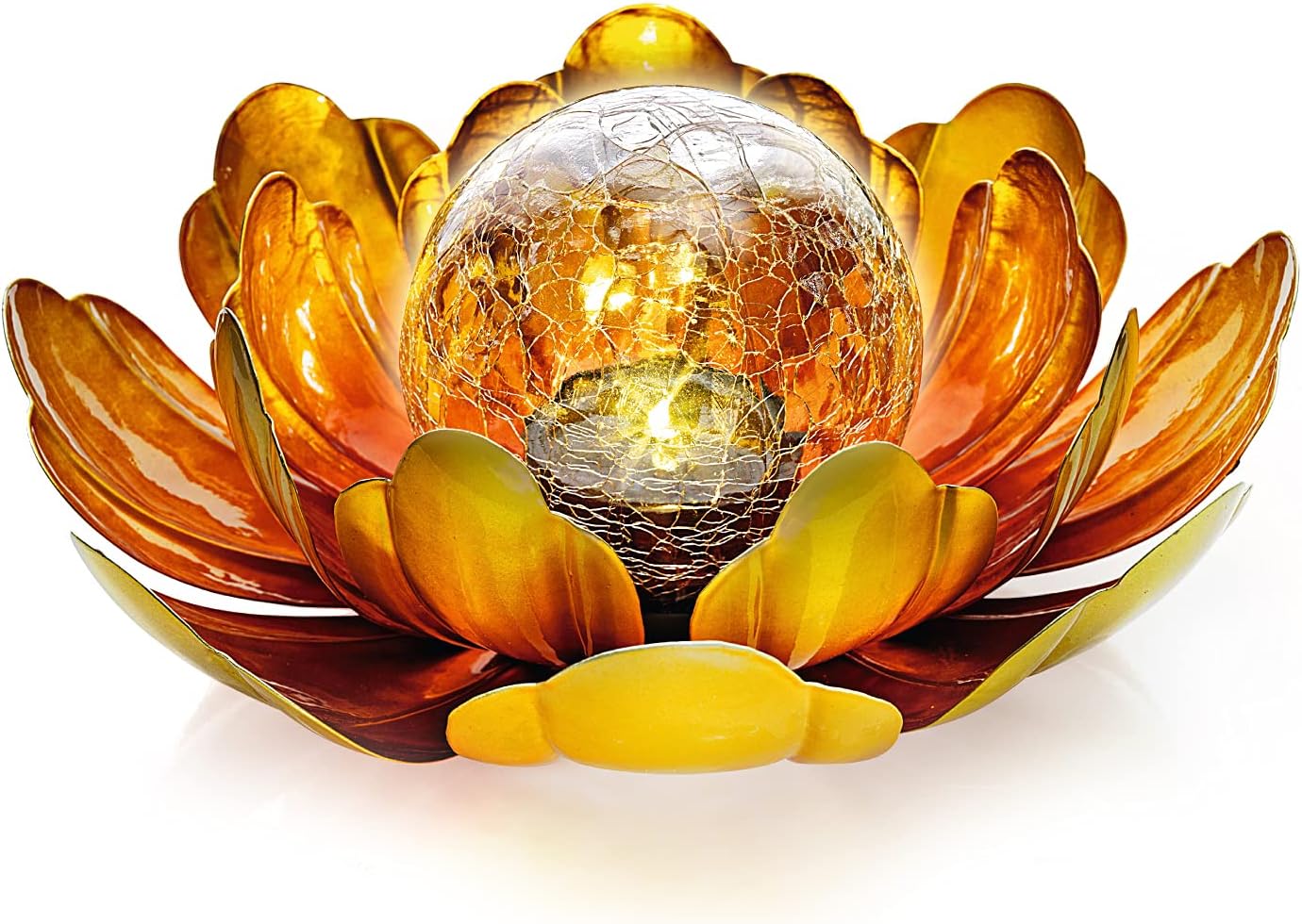 WNP Solar Flower Light Outdoor Christmas Decorative,Garden Solar Powered Lights,Yard Solar Glass Ball Light with Metal Petal for Tabletop Decor Birthday Gift for Her,Christmas Gifts for Women