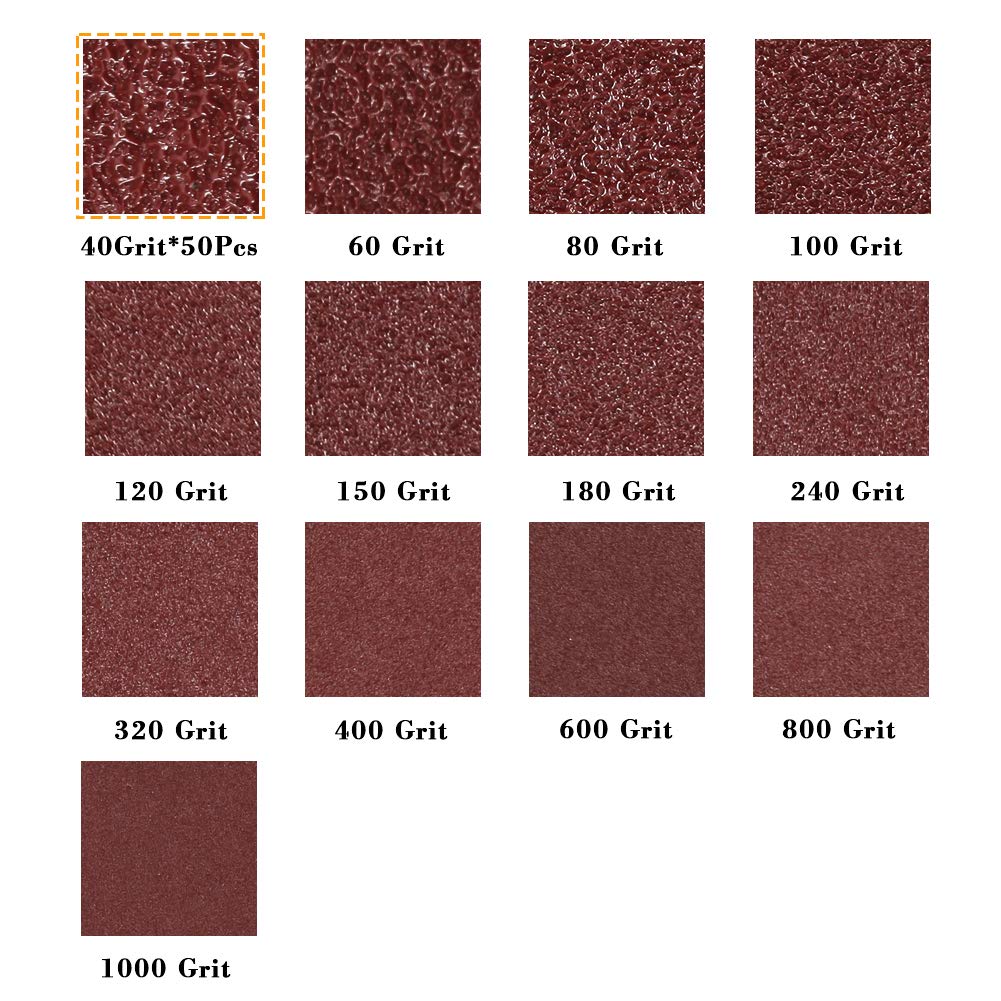 SPEEDWOX 50 Pcs Triangle Sanding Pads Hook and Loop 40 Grit Oscillating Sanding Pad 90mm 6 Holes Fit 3-1/2 Inches Oscillating Multi Tool Detail Sander Sandpaper Triangle Sanding Discs Sanding Tool