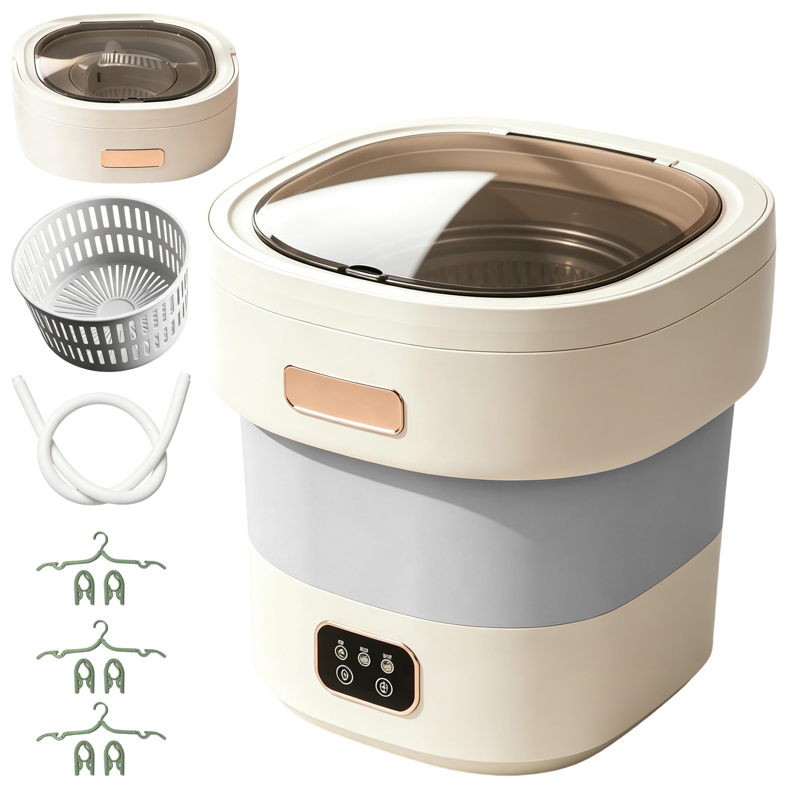 Mini lavadora portátil de 12 L con escurridor plegable para ropa de bebé ropa interior camping pequeña lavadora para acampar casa apartamentos (gray)