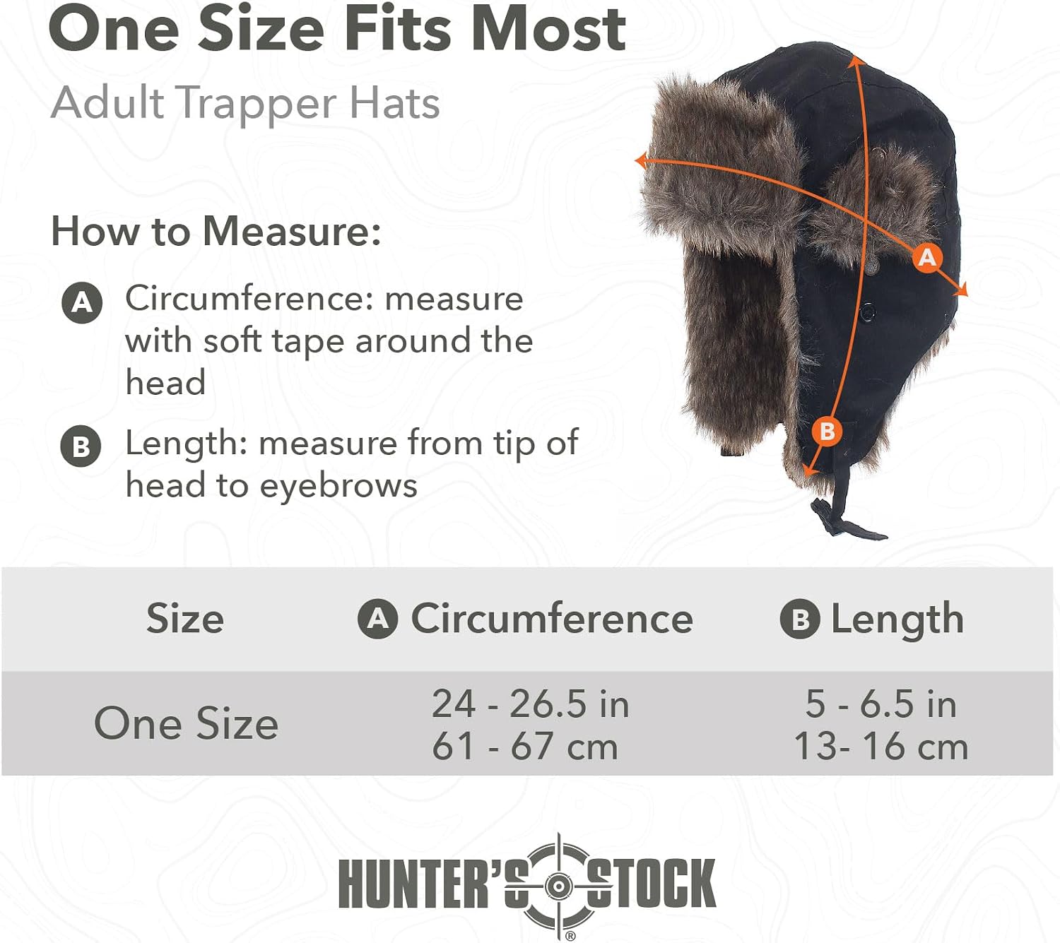 Hunter's Stock Men's Insulated Outdoor Hunting Trapper Hat - Adjustable, Faux Fur Lined, Windproof