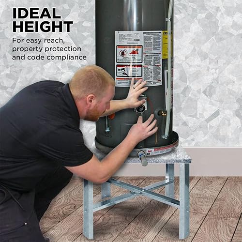 Miniatura 6 de Everflow GWHS24 - Soporte para calentador de agua, acero galvanizado, cromado, 24 pulgadas x 24 pulgadas x 18 pulgadas