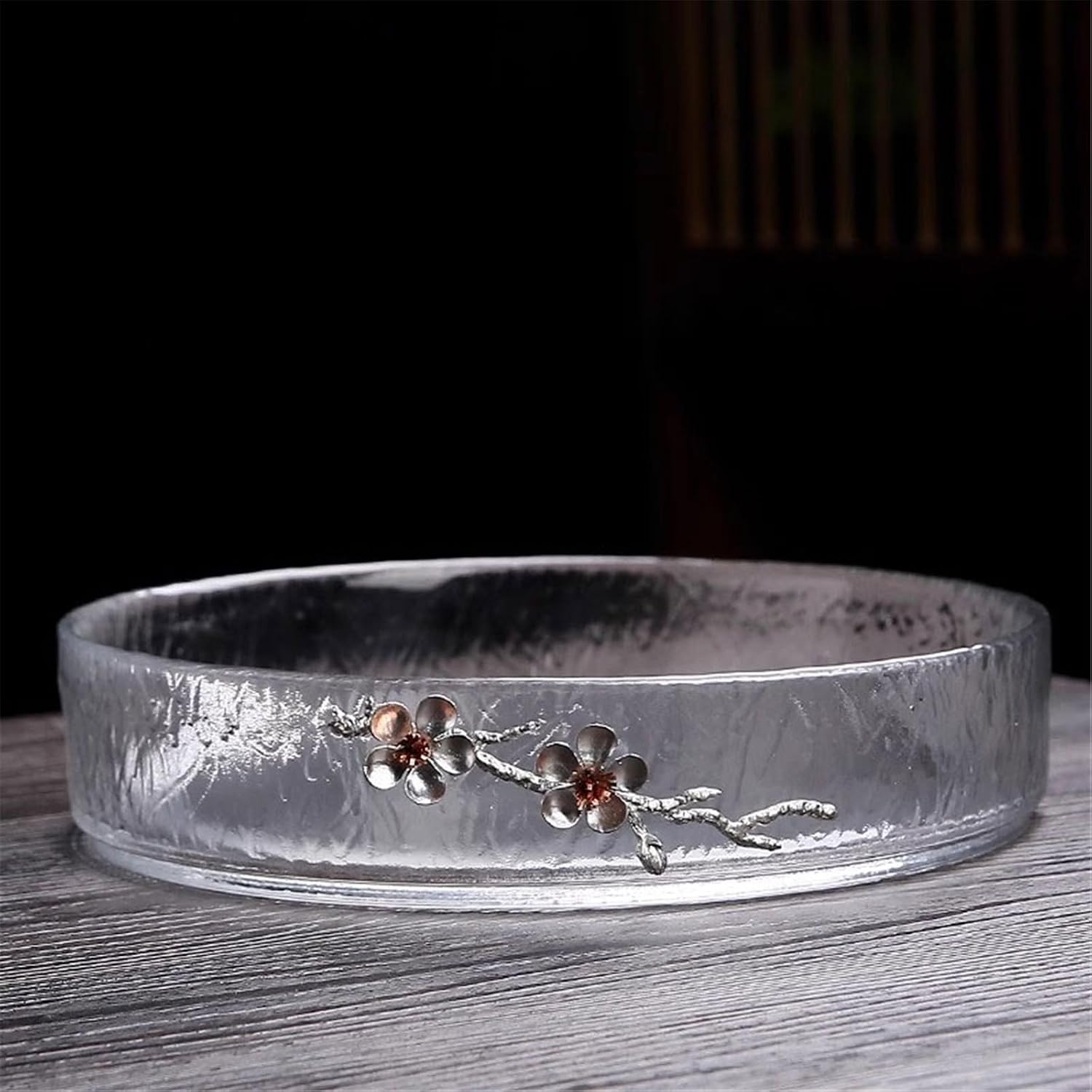 Ikebana Vase Transparent Glass Round Flower Plate Floral Arrangement Container Planter Ornament Flower Arrangement Pot