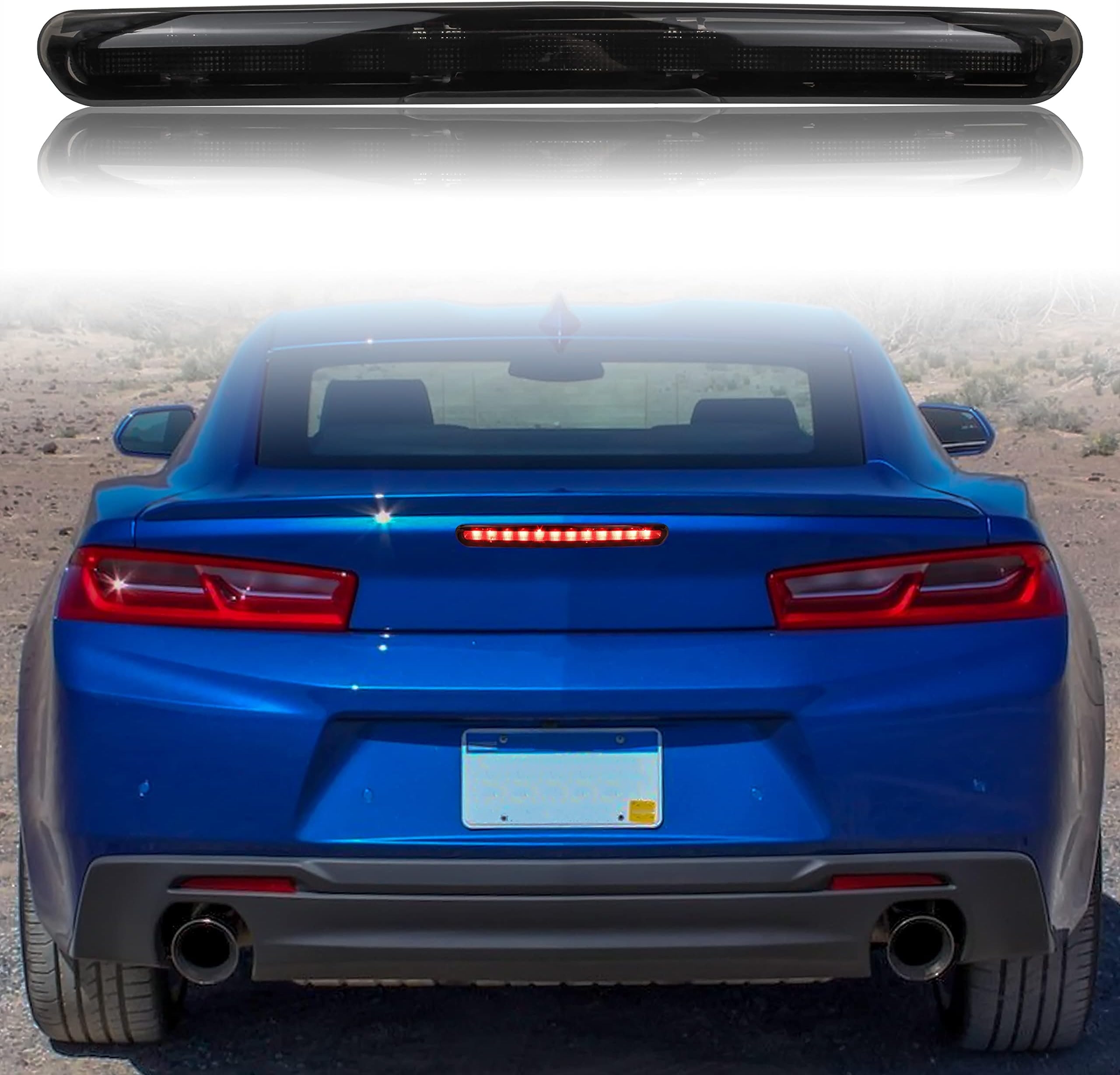 KEWISAUTO LED 3rd Third Brake Light for Camaro 16-20, Smoked Black Center High Mount Stop Light for Camaro Gen6 2016-2020 Accessories (1PCS,Replace 84330249 84484034)