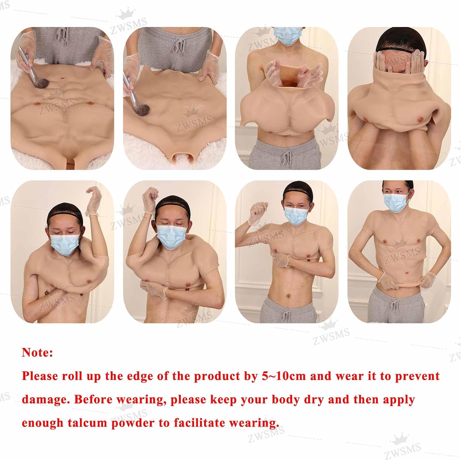 Silicone Muscle Suit Long Sleeve Simulation Muscle Fake Chest Bodysuit Costume Shaper Stronger for Cosplay