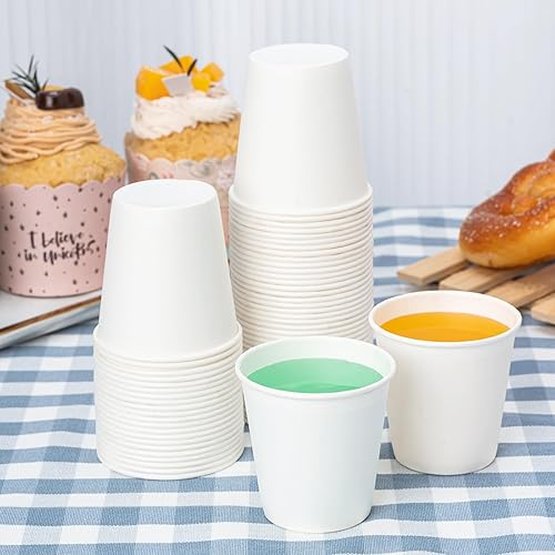Miniatura 2 de RACETOP 100 unidades Vasos de papel de 3 onzas para baño, pequeños vasos de papel desechables, tazas de baño, tazas de enjuague bucal, ideal para