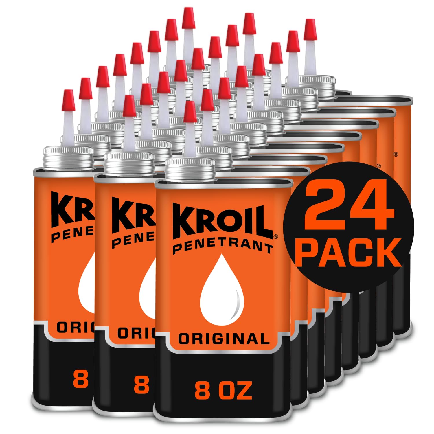 Kroil Original Penetrating Oil (Drip-8oz Can-Case of 24) | Penetrant for Rusted Bolts, Metal, Hinges, Chains, Moving Parts | Rust, Corrosion Inhibitor (KL081C)