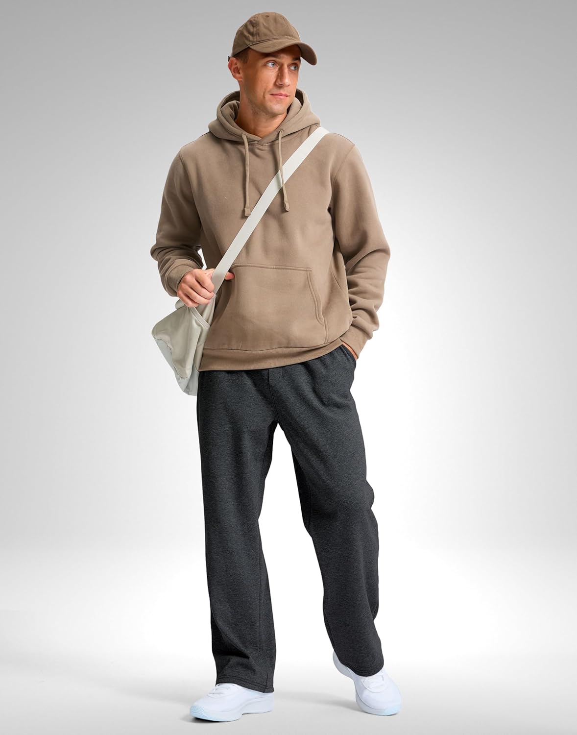 Soothfeel Men's Fleece Sweatpants Cotton Open Bottom Straight Leg Baggy Winter Warm Pants Sweatpants - Image 6