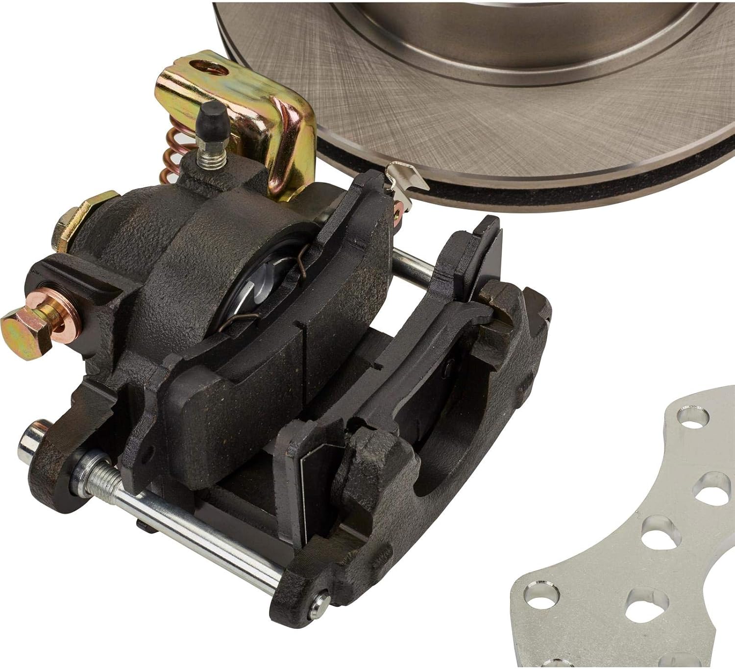 Speedway Motors Ford 9 Inch Rear Disc Brake Conversion Kit with Emergency Brake Calipers, 11.25 Inch Vented Rotors, Dual 5x4.5 & 5x4.75 Bolt Patterns, Bolt-On Brackets & Hardware