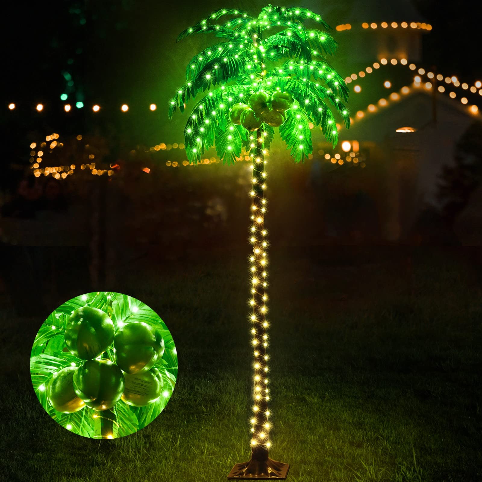 Buy Lighted Palm Trees, 8FT LED Artificial Palm Tree with 5 Coconuts