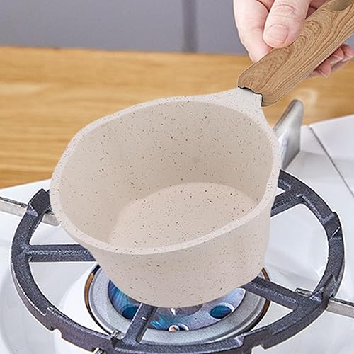Miniatura 2 de Sartén antiadherente con boquilla para verter, olla de leche pequeña, fácil de usar, fondo plano blanco, multimini, juego multiusos para la cocina