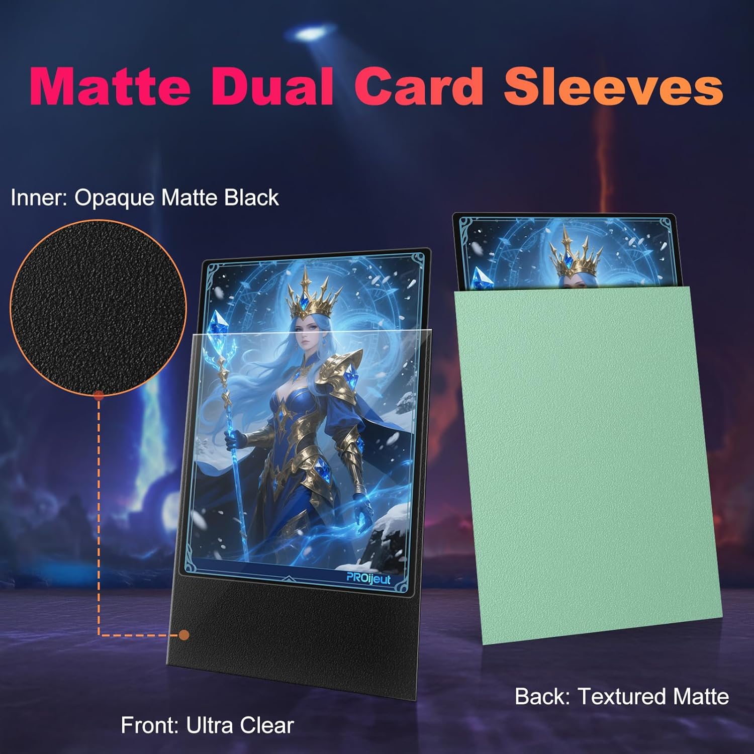 200 Pack Card Sleeves, Matte Dual Trading Card Sleeves with Opaque Back & Smooth Shuffle, Tear Resistant Card Protectors for MTG, TCG (Eucalyptus Green)