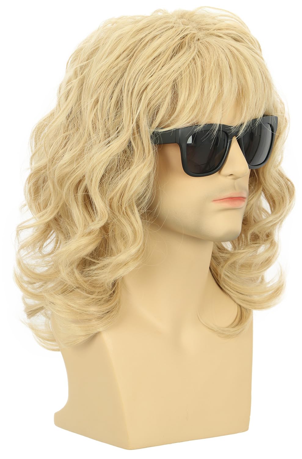 karlery California 70s 80s Rocker Wig Men Women Long Curly Dark Brown Halloween Costume Anime Wig