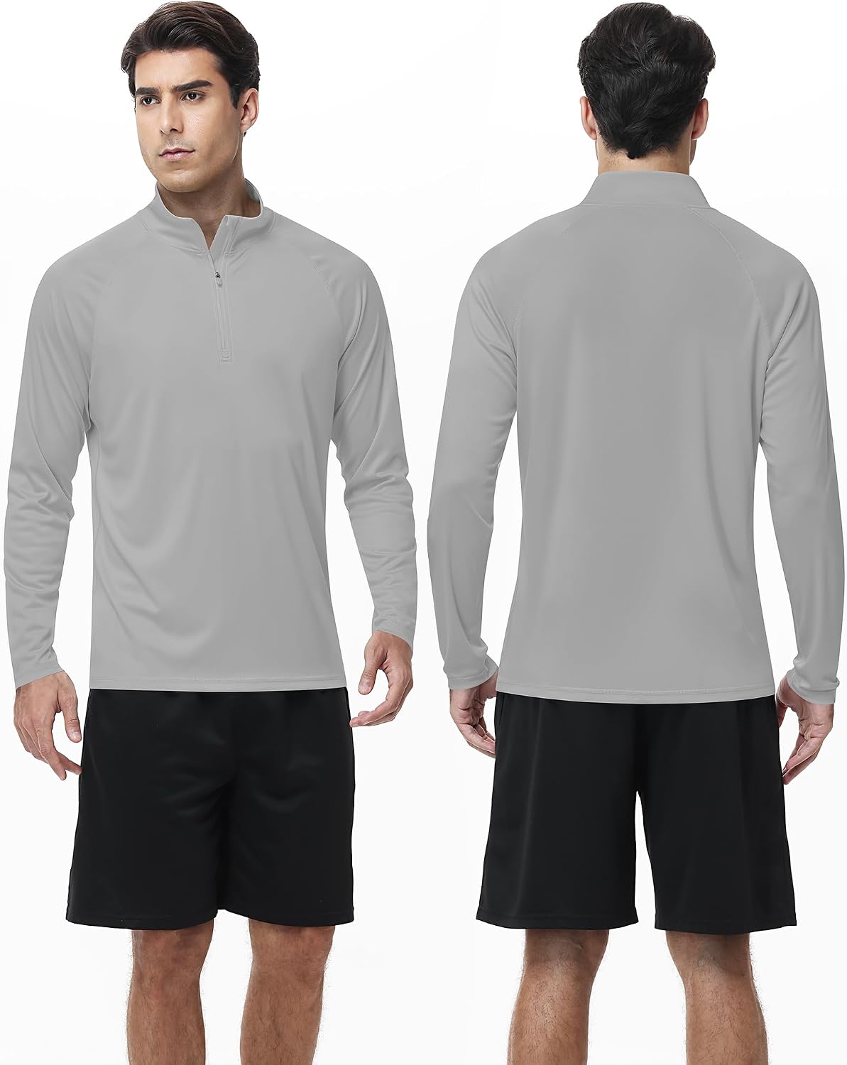 Runhit Men's Quarter Zip Pullover Long Sleeve Running Shirt 1/4 Lightweight UPF 50+ Sun Shirts for Golf Athletic Workout