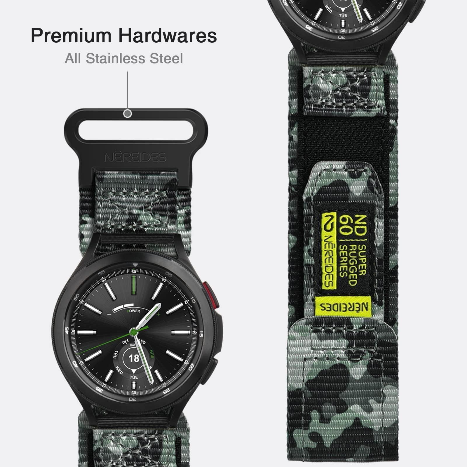Nereides Compatible con Samsung Galaxy Watch 3 de 45 mm, correa deportiva de nailon resistente con diseño de bucle tejido, correa de repuesto resistente de 22 mm
