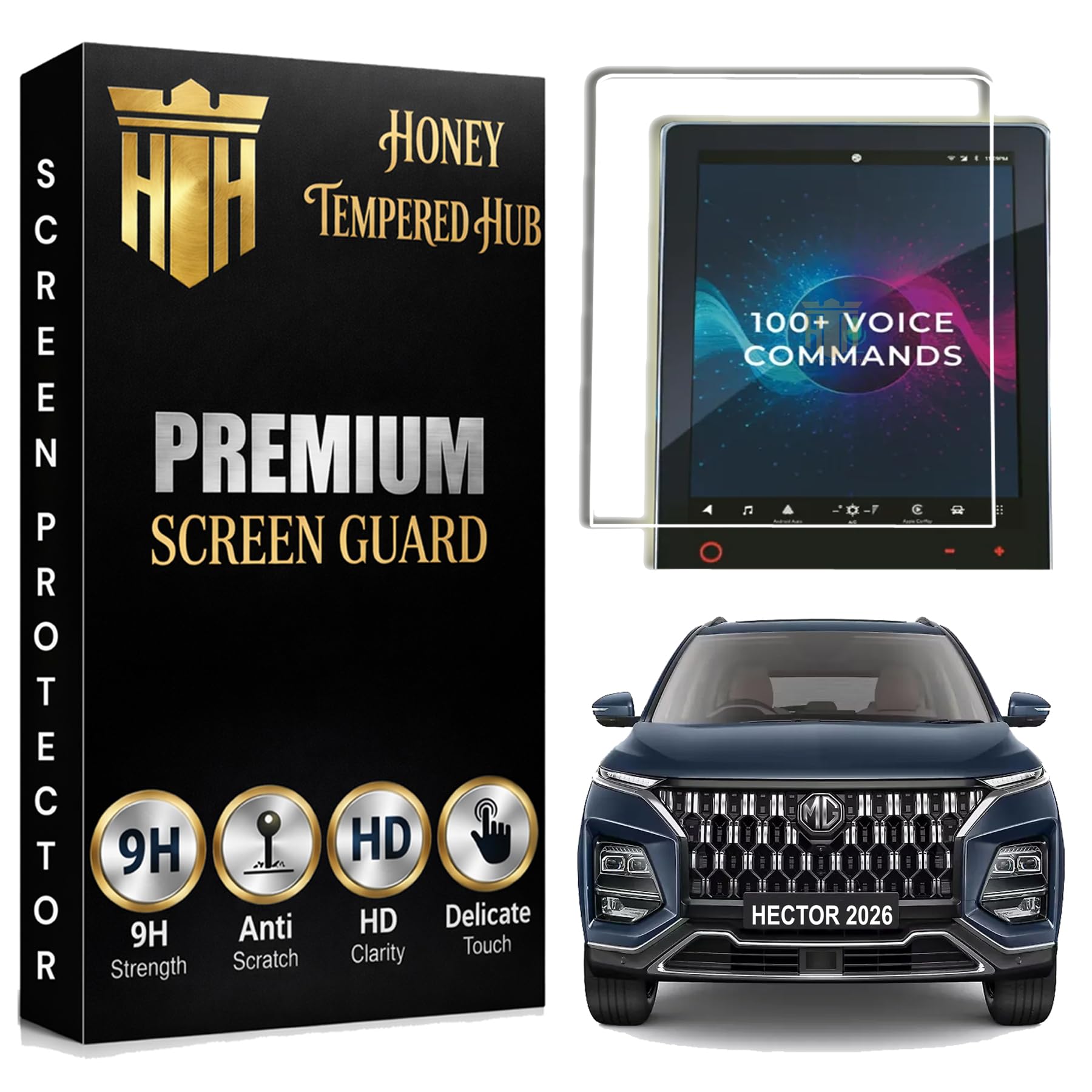 Glossy Screen Guard Combo For NEW MG HECTOR FACELIFT 2026/14 INCH INFOTAINMENT GUARD/Anti Scratch/Anti Fingerprint / hector2026 Car Display Accessories [Not Tempered Glass]-image-5