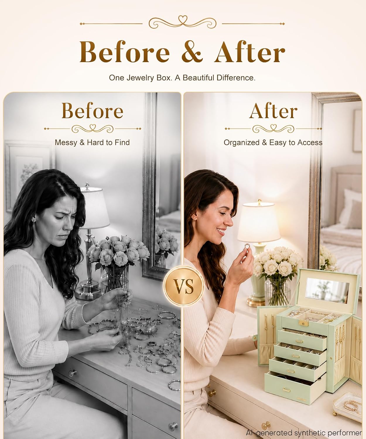 Homde Large Jewelry Box for Women: 5-Layer Organizer with Lock for Dresser image 2