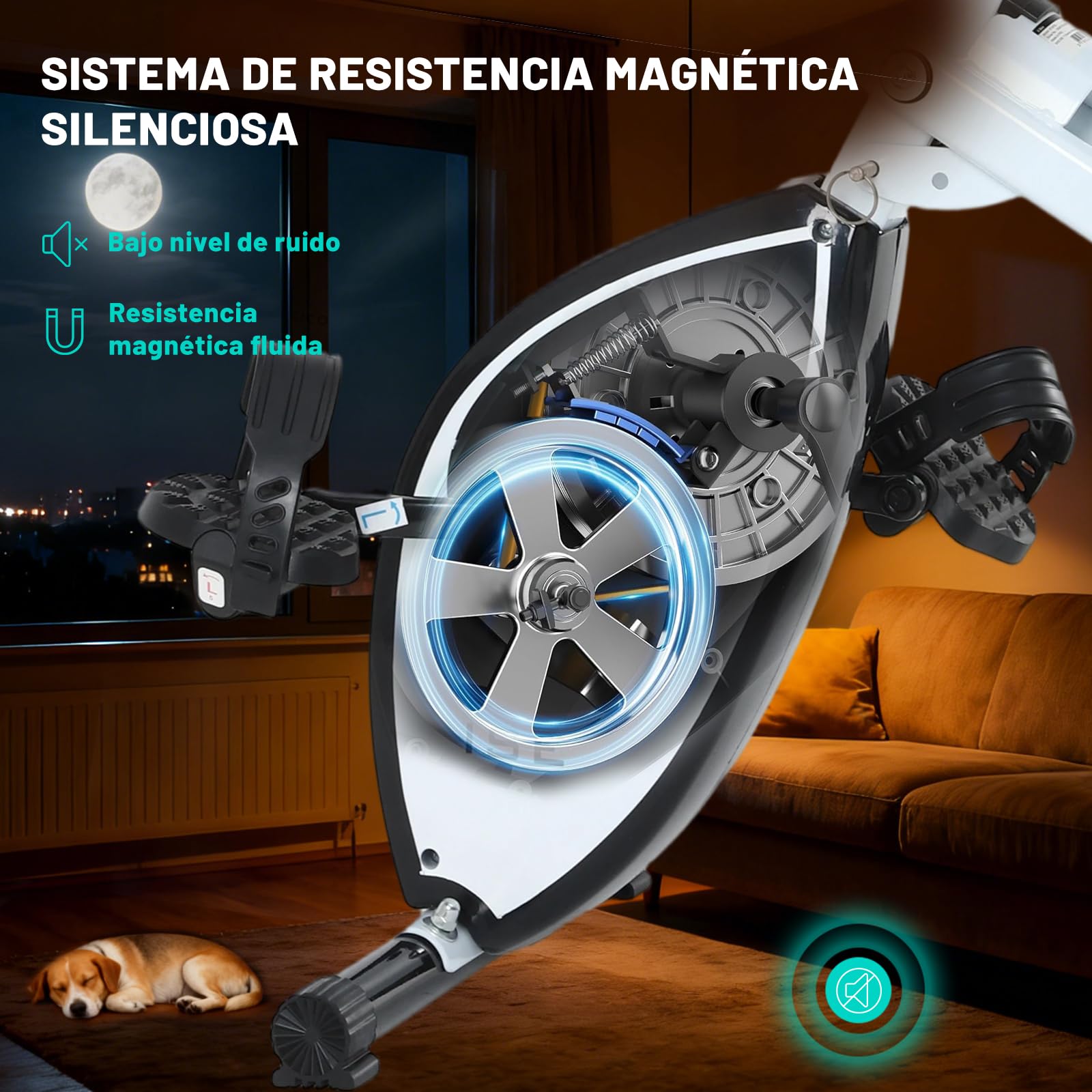 ISE Bicicleta estática plegable Cardio Training Fitness 8 niveles de resistencia magnética pantalla LCD Entrenamiento con sensor de frecuencia cardiaca, SY-810L