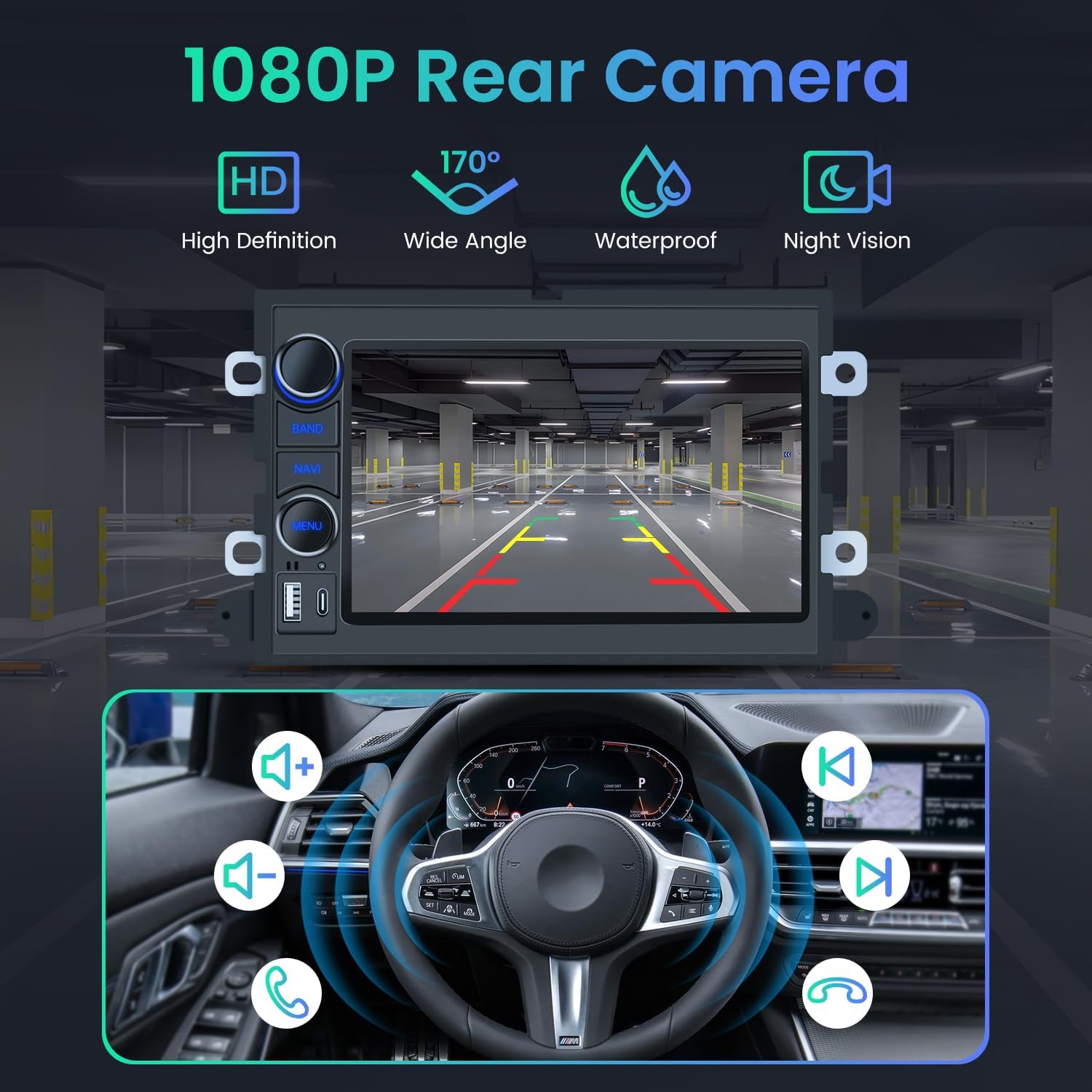 Car Radio Stereo for Ford F150 2004-2008: 7" HD Touch Screen Replacement with Carplay Android Auto 5G WiFi GPS FM RDS SWC Backup Camera