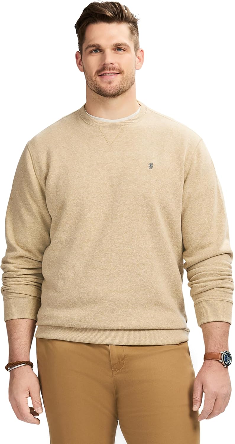 IZOD Men’s Big and Tall Advantage Performance Crewneck Fleece Pullover Sweatshirt