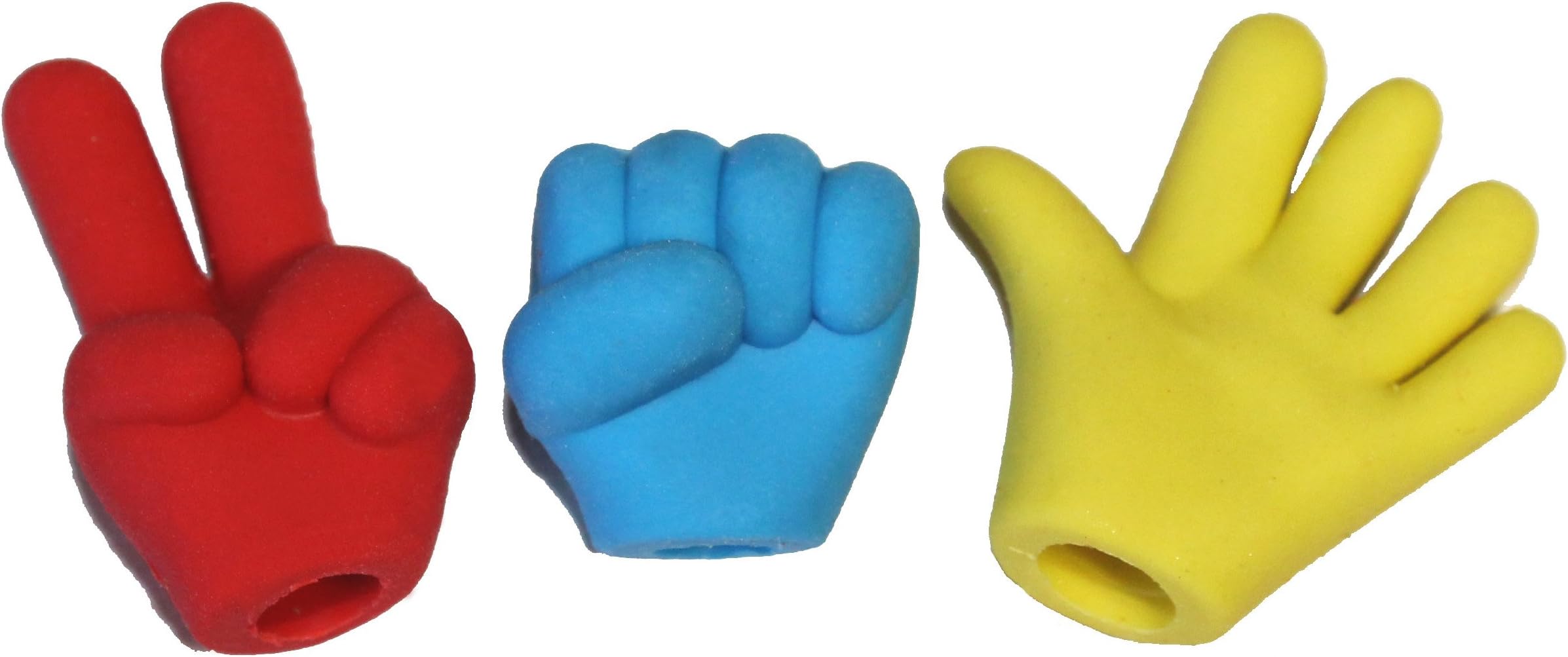 Lucore Hand Shape Pencil Top Erasers - 18 pcs Rock, Paper, Scissor Kids Pen Cap Toppers