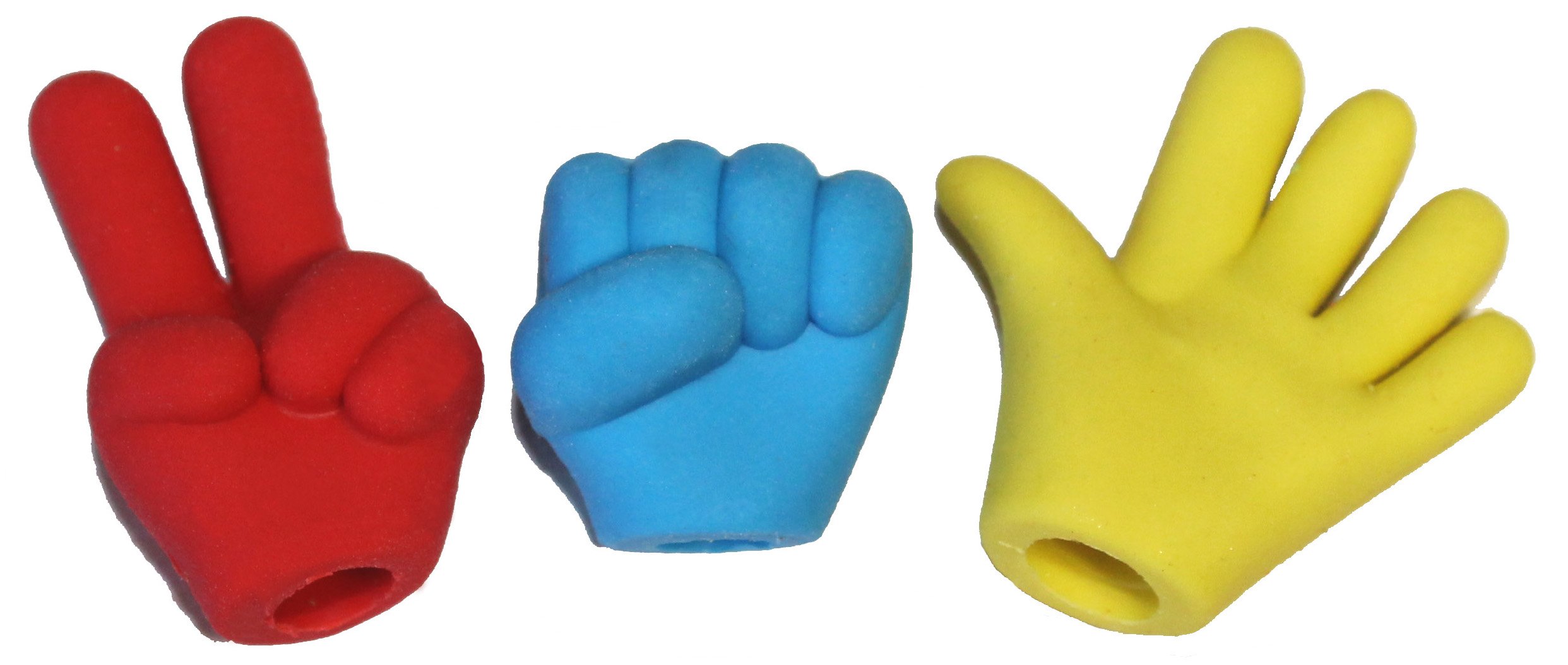 Lucore Hand Shape Pencil Top Erasers - 18 pcs Rock, Paper, Scissor Kids Pen Cap Toppers