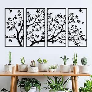 Décoration Murale Arbre De Vie 60 Cm - Fer Forgé Noir