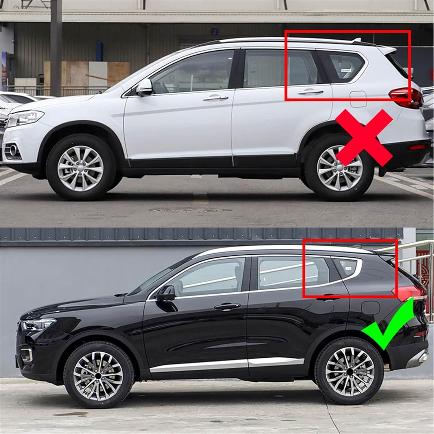 for Haval H6 II MK2 2017 2018 2019 2020 2021 2022 Car Rear Window Triangular Louver Decorative Frame Exterior Modification(2020-2021 Black)