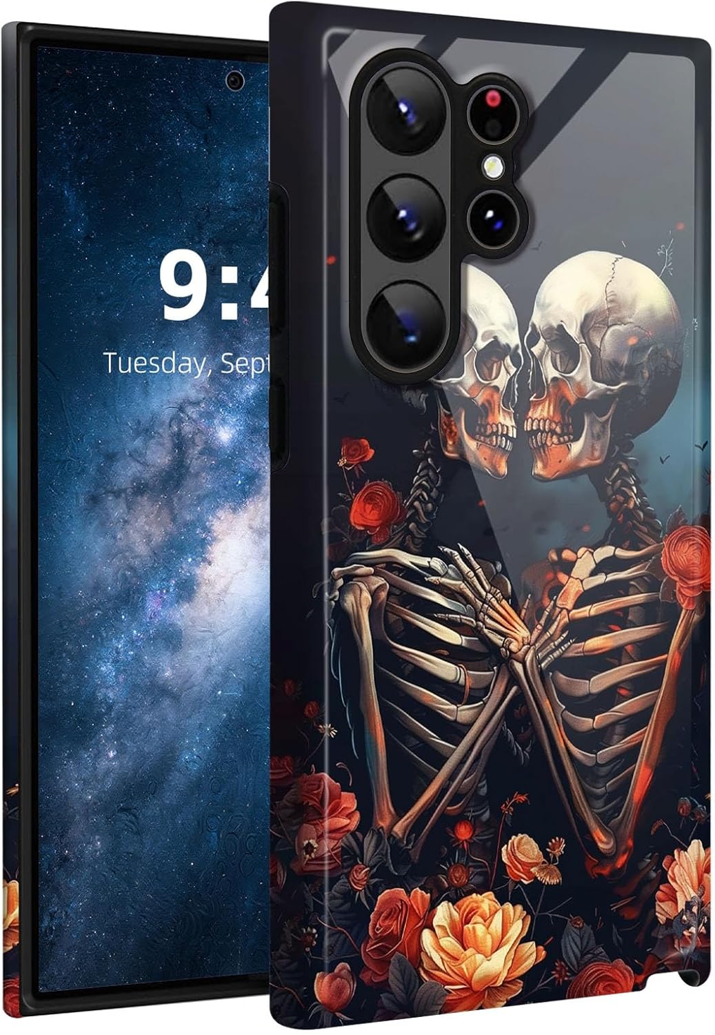 for Samsung Galaxy S24 Phone Case, Dual Layer Hard Shell Silicone Cover for Galaxy S24, Hummingbird Garden Glossy Shockproof Phone Case, Compatible with Wireless Charging