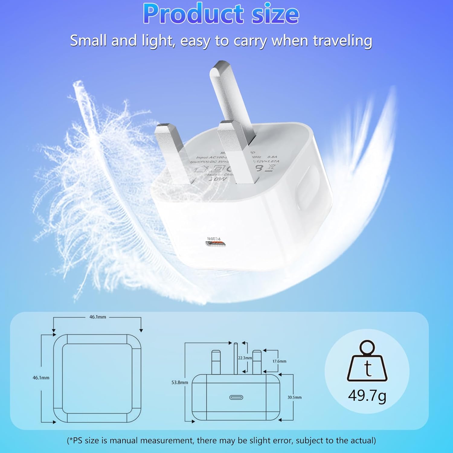 USB C Plug,20W USB C Fast Charger Plug, For iPhone Charger Adaptor UK Compatible with iPhone 16/15/14/14 Plus/14 Pro/14 Pro Max/13 12 11 X XR XS SE/Pad-1Pack 8 71DIdSM2NML. AC SL1500
