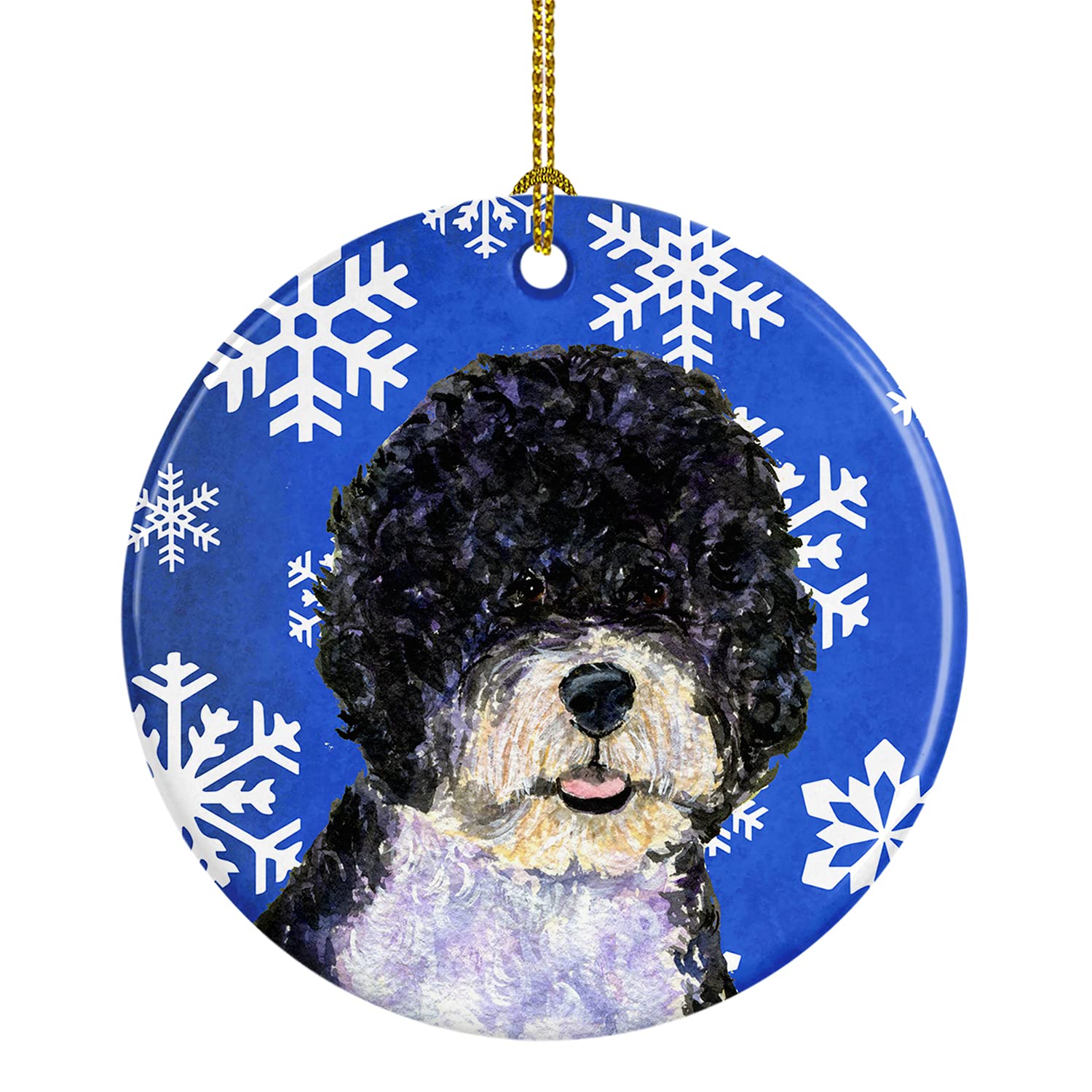Décoration en céramique Chien d'eau Portugais pour remplacer les boules de Noël fragiles