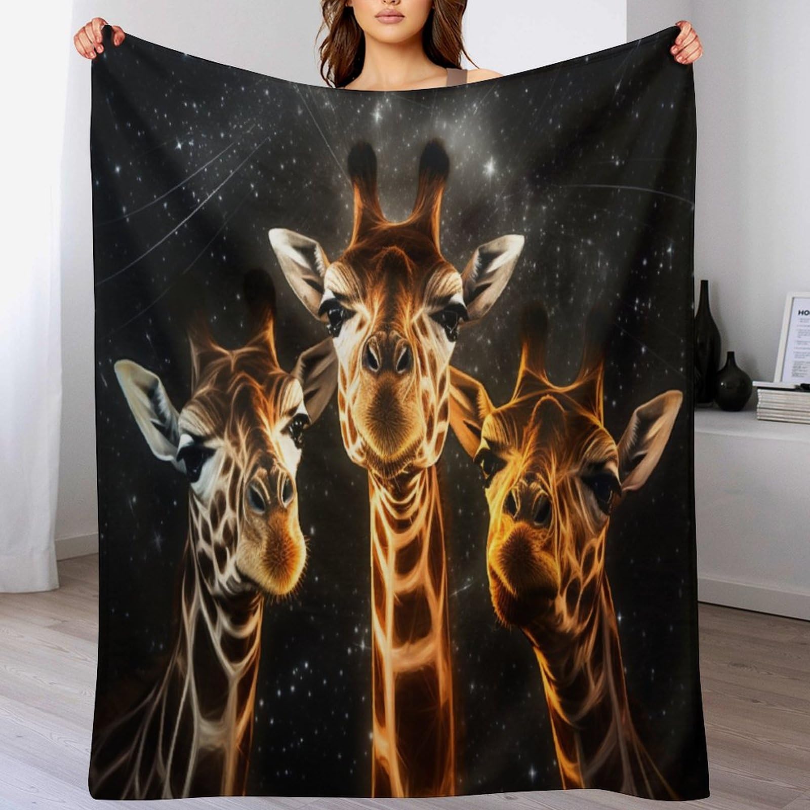 Couverture lit anti-froid flannel girafe plaid doux 130x180