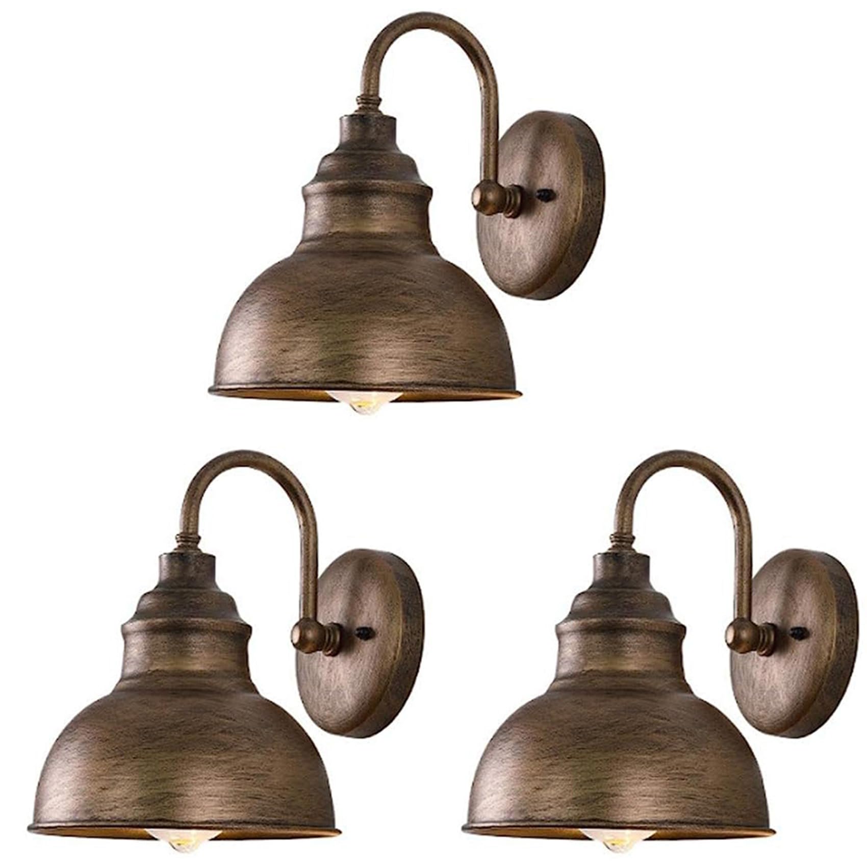 Hndhbfgrt 3X Vintage Wall Sconce Gooseneck Barn Flat Light Industrial Vintage Farmhouse Wall Sconce Outdoor Waterproof (Bronze)