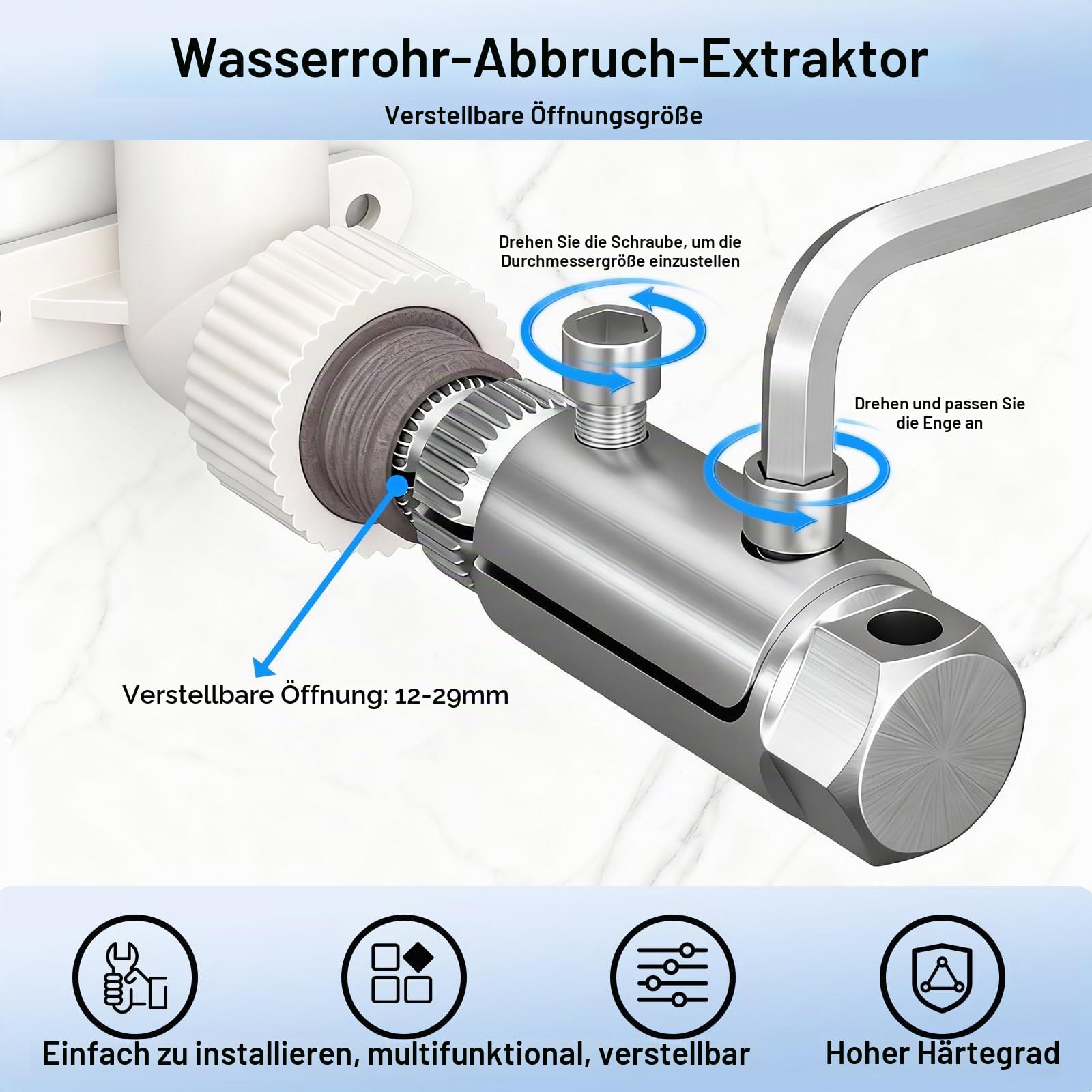 Schraubenausdreher Set, Linksausdreher für 1/4 und 1/6, Screw Extractor zum Beschädigte Schrauben Rausdrehen, Schraubenentferner 3 Stk, Ausdreher Set Verstellbar, Gewindeausdreher Leicht zu Tragen