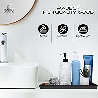 Vista 7 de Bandeja de madera negra – Vanidad, bandeja de tanque de inodoro de baño, organizador de encimera, almacenamiento de perfumes o joyas, velas