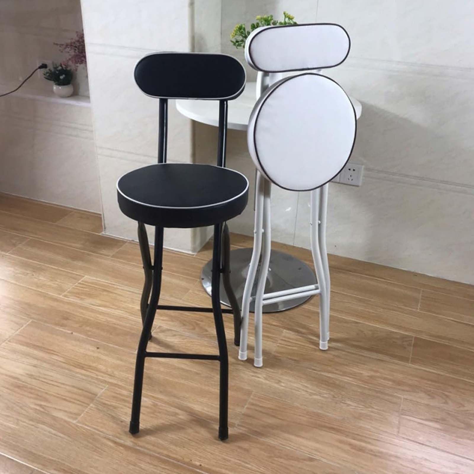 Tabouret Haut Pliant Simple Chaise Haute For Bar 55cm/60cm/65cm/70cm/75cm Chaises De Bar For Cuisine Avec Dossier Chaise Haute Convient Aux Petits Espaces, À L'intérieur Et À L'extérieur(C,60cm)