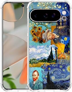 Van Gogh Paintings Collage Starry Night Pattern,Soft TPU Protective Phone Case for Google Pixel 9 Pro XL
