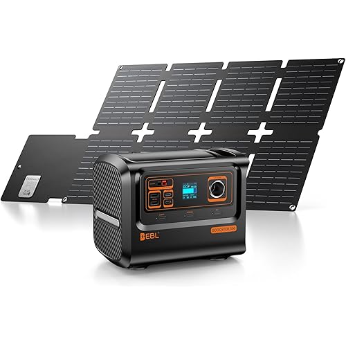 EBL 300W Portable Power Station with 40W Foldable Solar Panel, 300W Solar Generator Backup Battery Power Supply with Portable Solar Charger Kit for RV Outdoor Camping Traveling