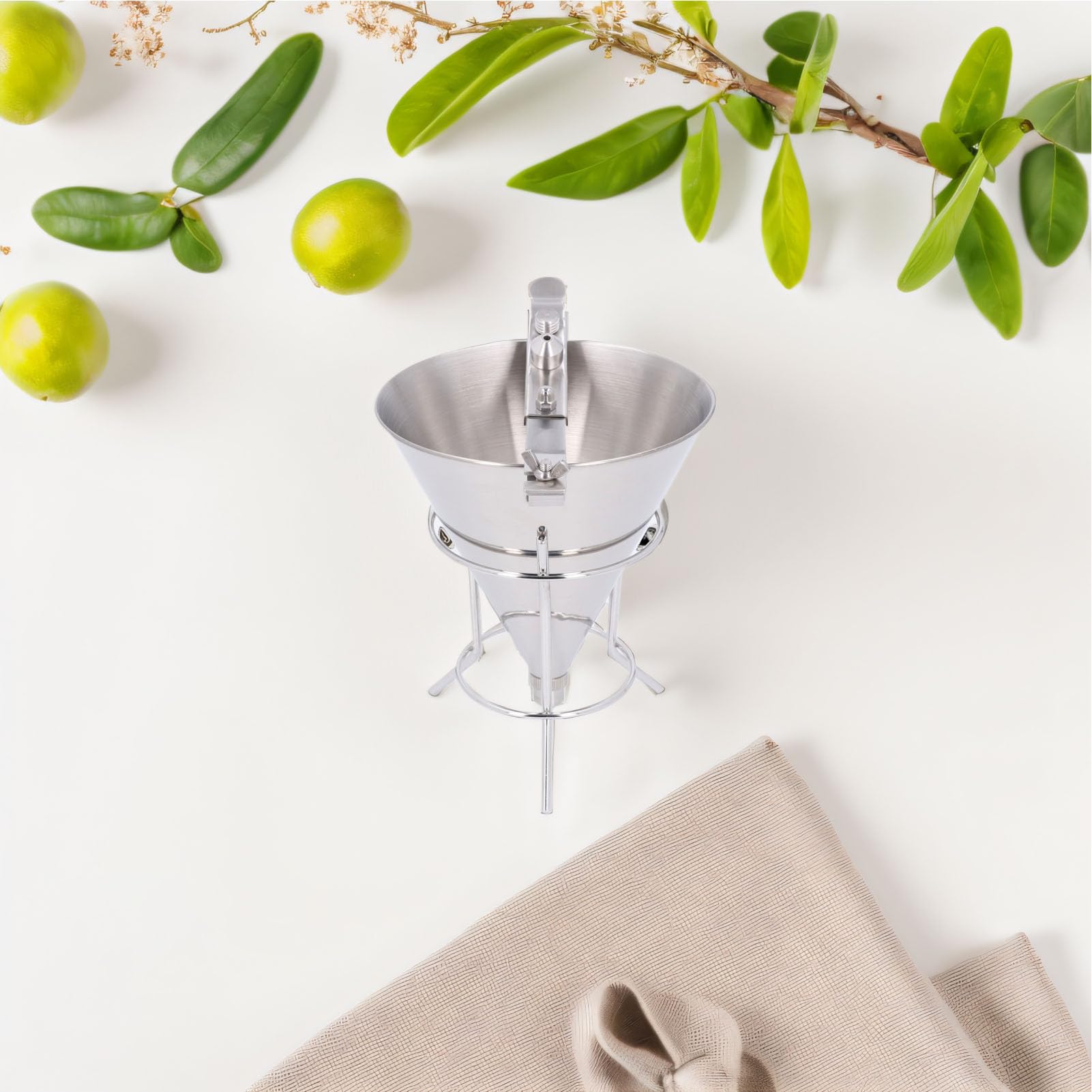 Dispenser per pancake in acciaio inossidabile Imbuto da kucina a pistone Imbuto per dolciumi con supporto Utensile da forno per cupcake, waffle, preparati per muffin, crepes,