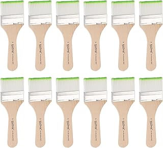 HARFINGTON 12pcs Paint Brushes 2" Flat Paint and Chip Nylon Brushes with Wooden Handle for DIY Art Painting Furniture Cabinet Fences Deck Wall Door Trim, Light Green