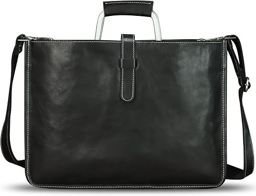 Genuine Leather Slim Briefcase for Men and Women Vintage Crossbody Shoulder Messenger Bag for Business Laptop