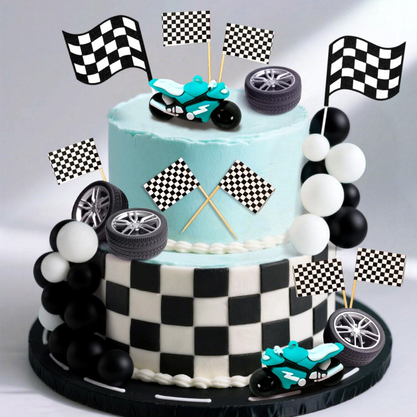JeVenis Dirt Bike Party Decorations Motorbike Cake Decoration Motorcycle Man Birthday for Dirt Bike Baby Shower Decor
