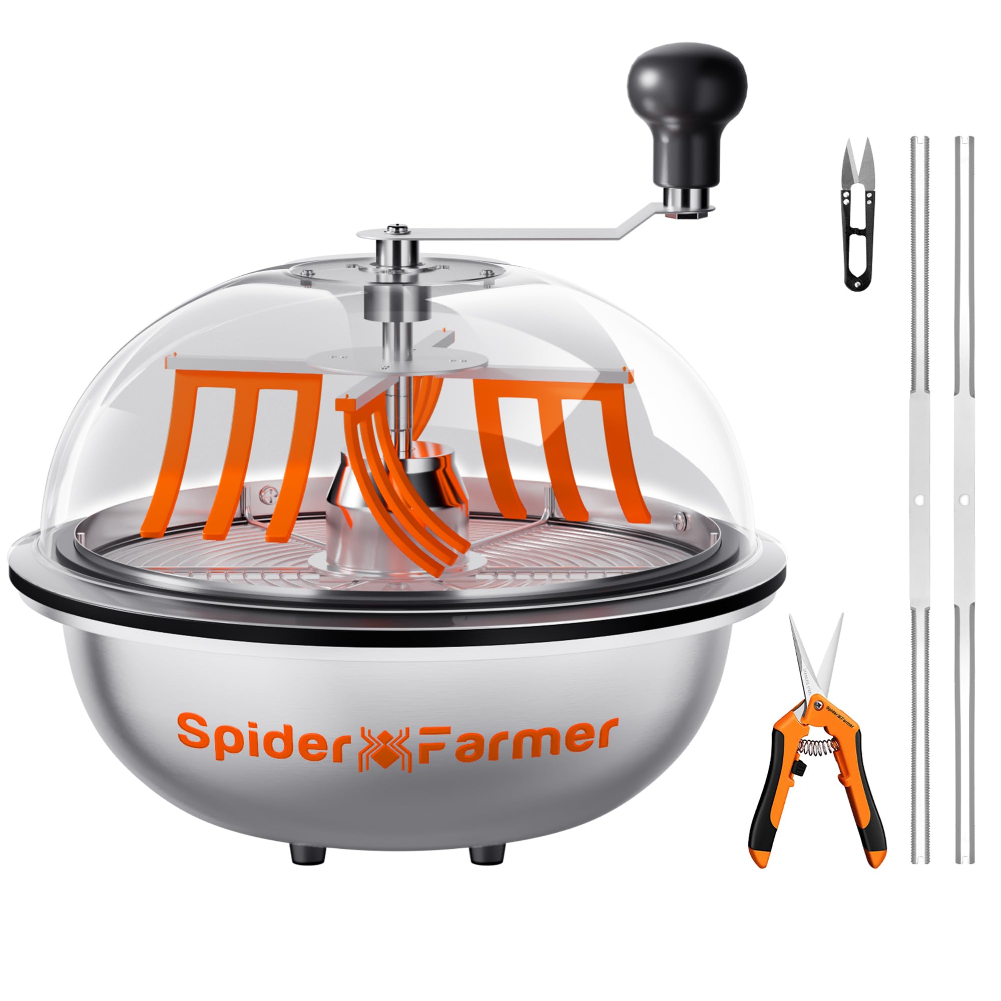Photo 1 of Spider Farmer 13 Inch Bud Trimmer – Manual Leaf & Flower Cutter for Hydroponic Plants, Herbs, Gardening – Sharp Stainless Steel Twisted Spin Blades, Wet/Dry Use – Includes Pruning Shears