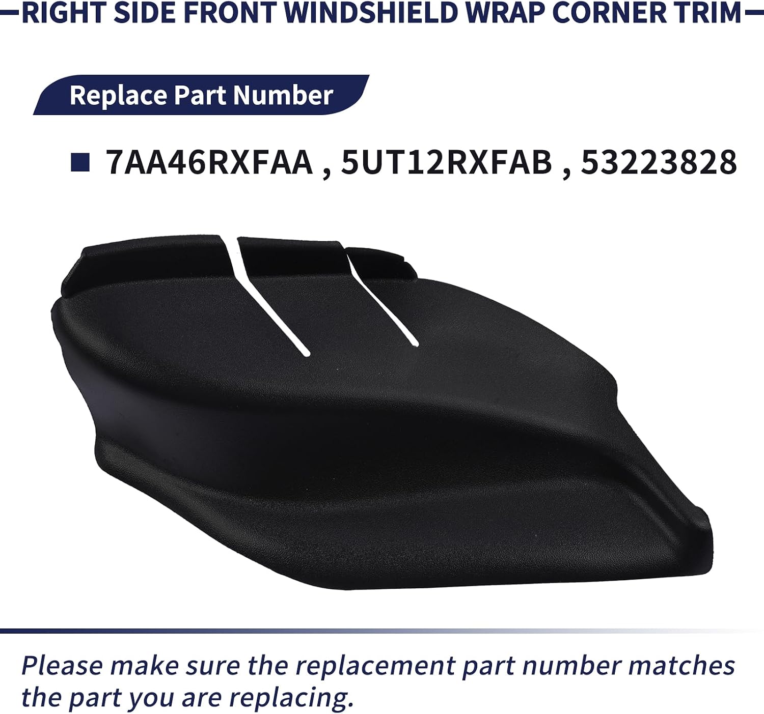 7AA46RXFAA Right Side Front Windshield Wrap Corner Trim Wiper Side Trim Engine Hood Hinge Cover 5UT12RXFAB 53223828 Compatible with Jeep Compass 2017-2023 Hood Ventilation Decorative Panel