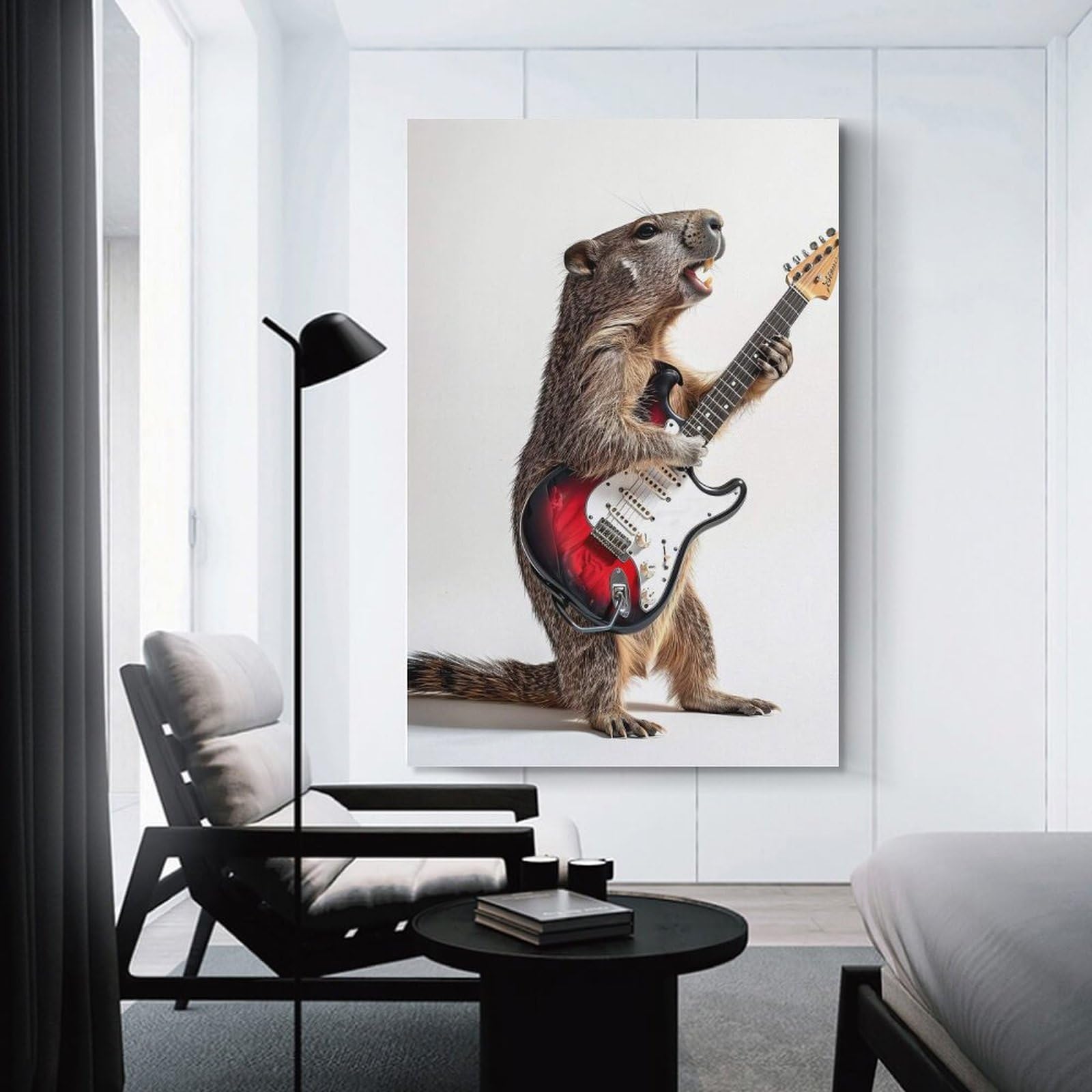 Junmoney Canvas Wall Art Groundhog Guitar, 20x30inch(50x75cm), for Living Room, Lounge Or Sitting Room, Canvas Styling for A Polished Room Look