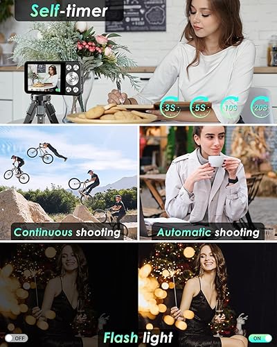 Miniatura 6 de Cámara digital 4K, cámara digital Wevoor de 64MP para apuntar y disparar con enfoque automático, zoom 18X, 20 filtros, tarjeta SD de 64 GB, batería