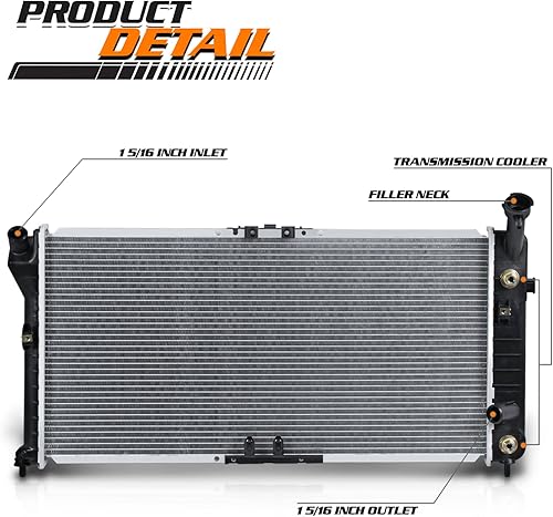 Miniatura 2 de M-AUTO Radiador de aluminio estilo OE compatible con motores 1994 1995 94 95 Lumina Regal Cutlass Supreme 3.1L 3.4L 3.8L Transmisión automática