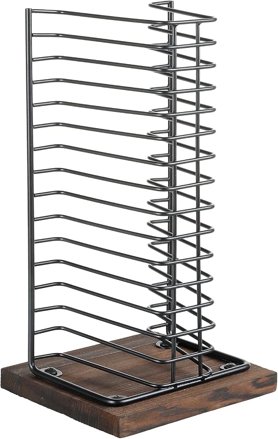 MyGift CD Storage Rack, 15 Disc Jewel Case Holder, Black Metal Stand