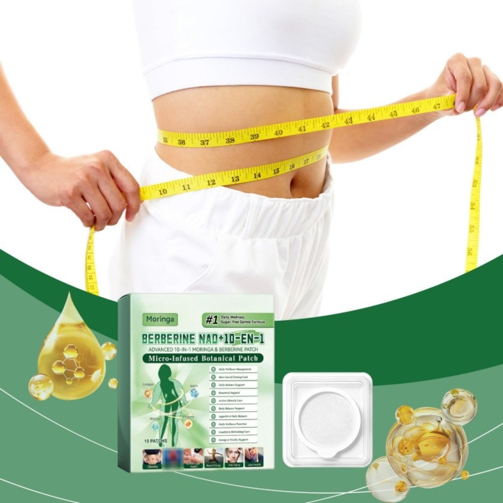 Patch Botanica 10 in 1 con berina, NAD+ e Moringa, supporto naturale per metabolismo, energia e benessere generale