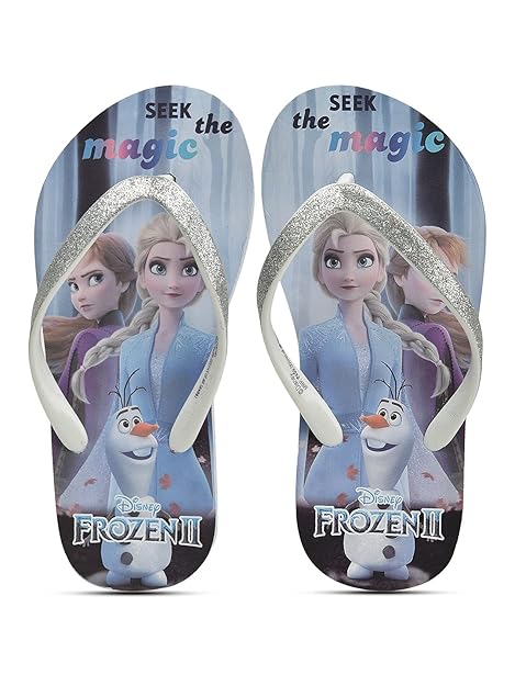 Disney Frozen by toothless Kids Girls Blue/White Flip-Flops