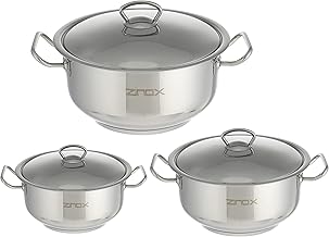 طقم اواني طهي سمارت من زينوكس 6 قطع، فضي، ستانلس ستيل، مصقول، عدد القطع: 1